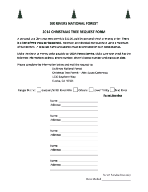 Six Rivers National Forest Christmas Tree Request Form