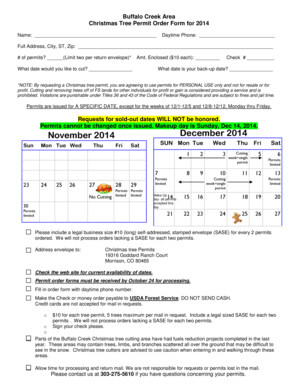 US Forest Service Christmas Tree Permit Order Form