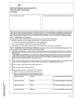Selbstzertifizierung nach FATCA-USA-Verordnung (Unternehmen)