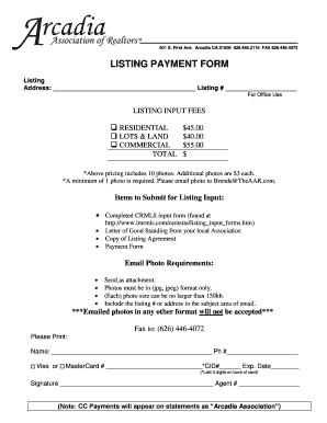 California Real Estate Listing Payment Form