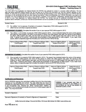 2014-2015 Child Support Verification Form