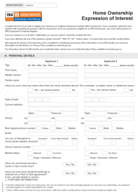 Indigenous Business Australia Housing Loan Expression of Interest
