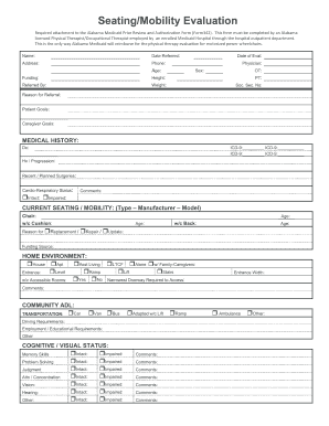 Alabama Medicaid Seating and Mobility Evaluation Form