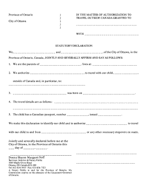 Ontario Travel Authorization for Minors