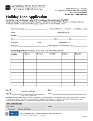Holiday Loan Application