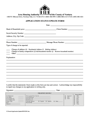 Application Status Update Form