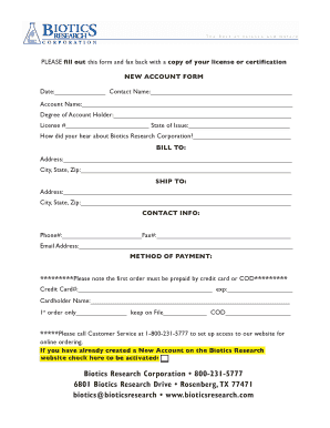 New Account Form