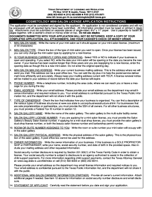 Texas Cosmetology Mini-Salon License Application