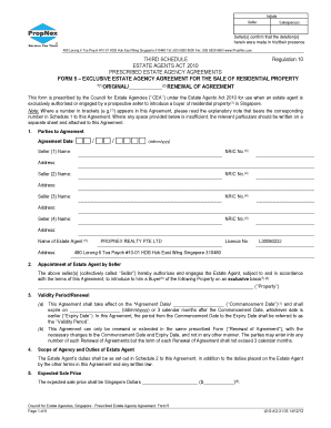Singapore Exclusive Estate Agency Agreement