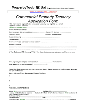 Commercial Property Tenancy Application Form