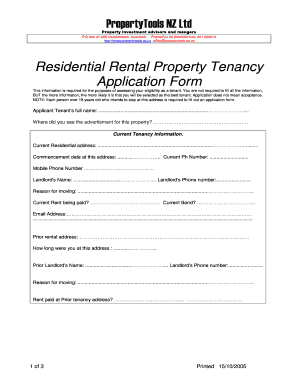 Residential Rental Property Tenancy Application Form