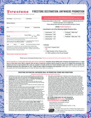 Firestone Destination Anywhere Promotion Claim Form