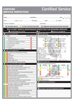 Vehicle Service Inspection Form