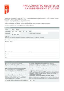 ICAEW Independent Student Registration Form