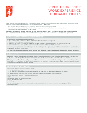Credit for Prior Work Experience Form