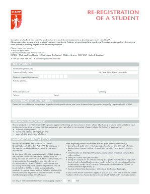 ICAEW Student Re-Registration Form