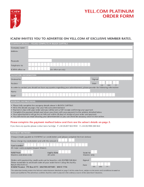 Yell.com Platinum Advertisement Order Form