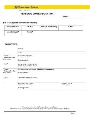 Banco do Brasil Personal Loan Application
