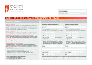 Fillable Online Evidence of technical work experience form ACA students ...