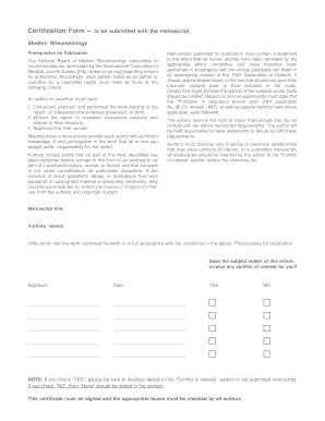 Modern Rheumatology Publication Certification Form