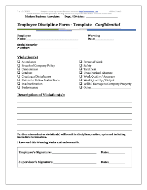 Employee Discipline Form
