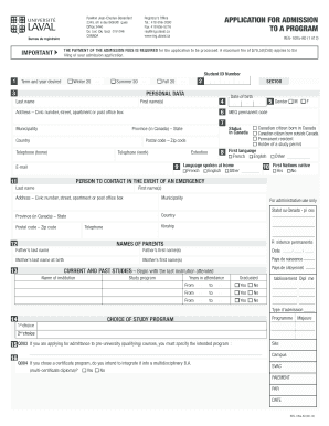 Université Laval Application for Admission