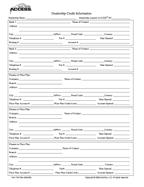 Dealership Credit Information Form