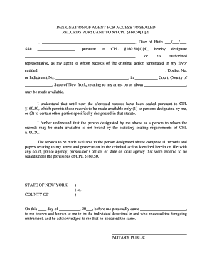 Designation of Agent for Access to Sealed Records