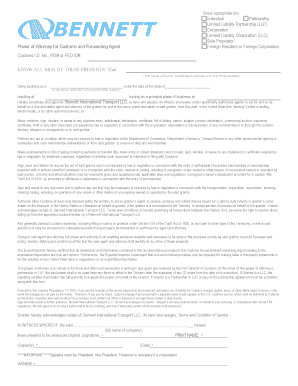 Customs Power of Attorney