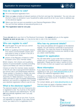 UK Anonymous Voter Registration Form