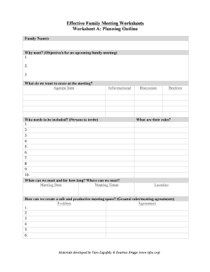 Family Meeting Worksheets
