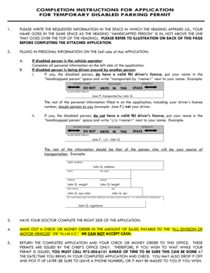New Jersey Temporary Disabled Parking Permit Application