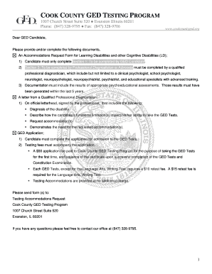GED Testing Accommodations Request Form