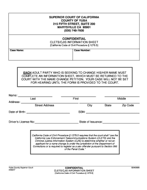 California Name Change Information Sheet