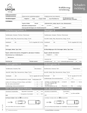 Schaden-Kraftfahrzeug-Versicherungsmeldung