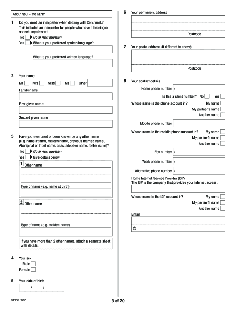 carer allowance application form pdf Preview on Page 1.