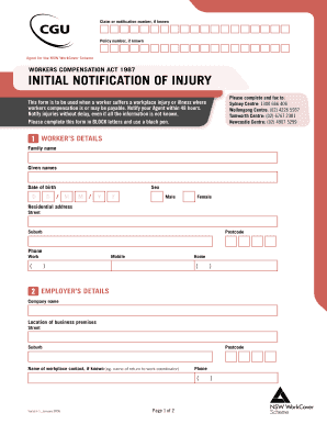 Initial Notification of Injury Form