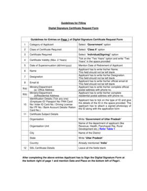 Digital Signature Certificate Request Form