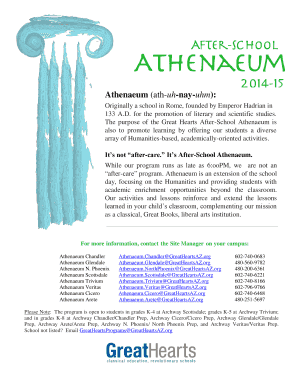 After-School Athenaeum Registration Form