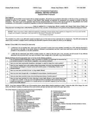 Criminal History Affidavit for Employment