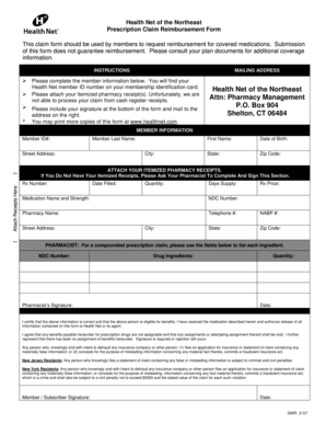 Health Net Prescription Claim Reimbursement Form