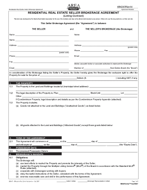 Residential Real Estate Seller Brokerage Agreement