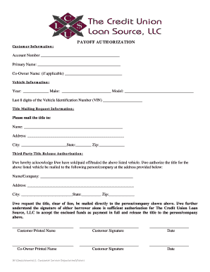 Payoff Authorization Form