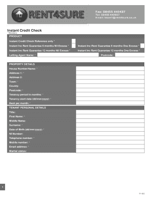 UK Tenant Credit Check Form