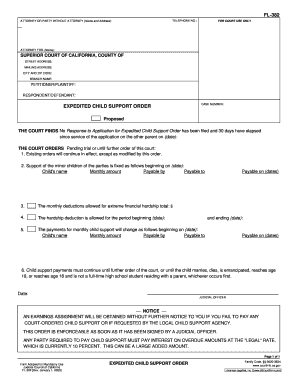 California Expedited Child Support Order