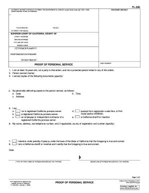 California Proof of Personal Service Form FL-330