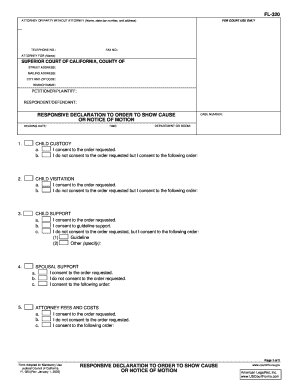 Responsive Declaration to Order to Show Cause