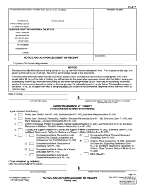 California Notice and Acknowledgment of Receipt