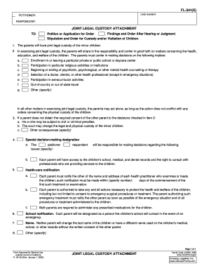 California Joint Legal Custody Attachment