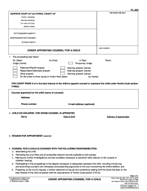 Order Appointing Counsel for a Child